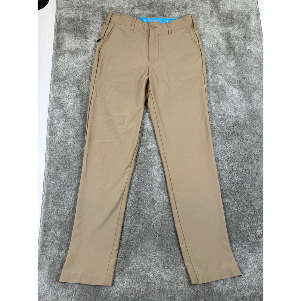 Birdie Bound Mens Performance Golf Pants Tan Khaki Stretch 30x32 Flat Front